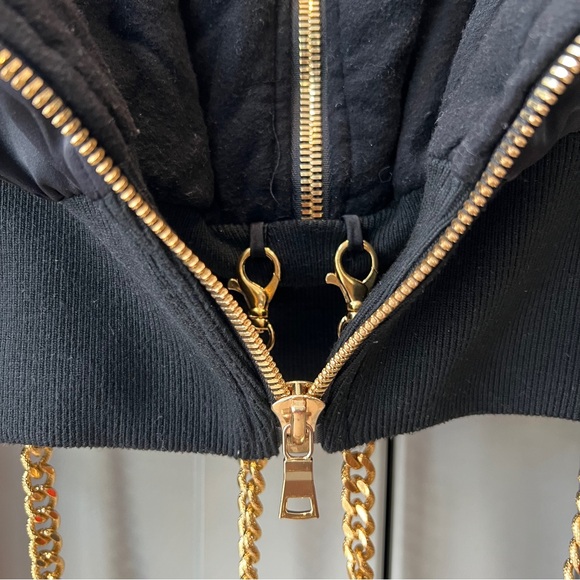 Are You Am I Minami Bomber Jacket Small Medium Chain Cropped Streetwear Black - Picture 9 of 11